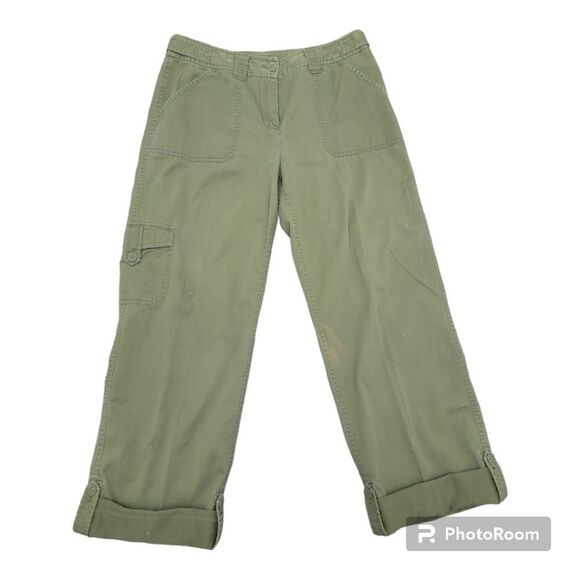 Jones New York Sport Cargo Pants Olive Green Adjustable Hem Cotton Size 8 - Picture 1 of 12